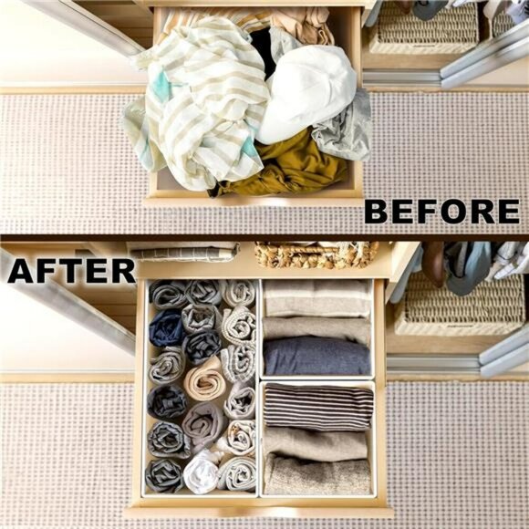 Set of 6 Drawer Organizers for Bras Underwear Socks Closet Storage Bins - Picture 4 of 7